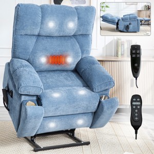 Dual Motor Infinite Position Power Lift Recliner Chair, Chenille Heavy Duty Oversized Recliner with Heat Massage & Hidden Cup Holders-3irtyhousy - 1 of 4