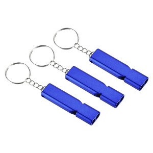 Unique Bargains Aluminum Alloy Camping Hiking Boating Survival Signal Double Tubes Whistles 3 Pcs - 1 of 4