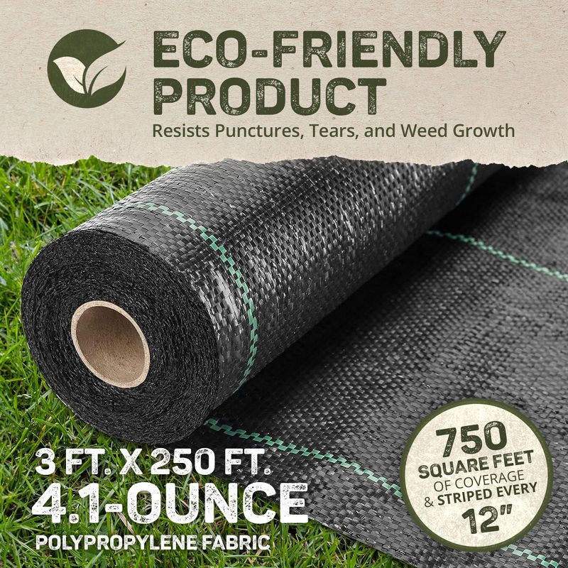 DeWitt 20 Year 4.1-Ounce Roll Home Garden and Commercial Landscape Weed Block Barrier Heavy-Duty Woven Ground Cover Fabric, Black, 4 of 7
