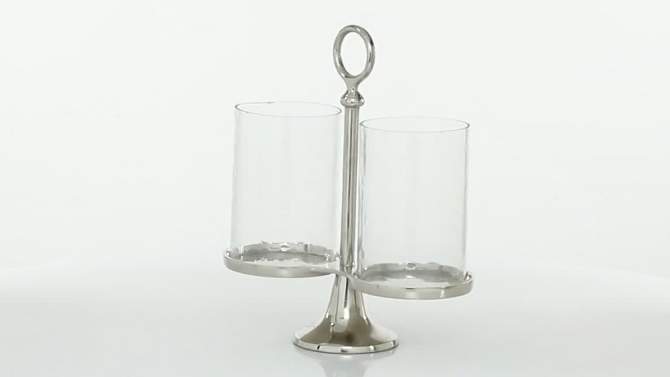 14&#34; x 12&#34; Hurricane Aluminum/Glass Textured Candle Holder Silver - Olivia &#38; May, 2 of 6, play video