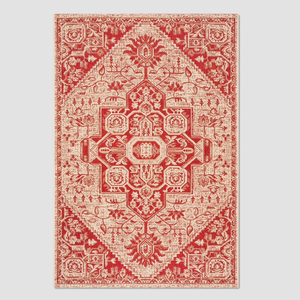 5'3inX7'6in Milda Outdoor Rug Red/Cream - Safavieh