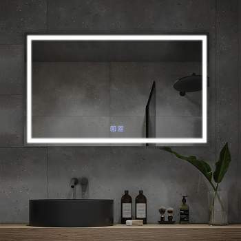 Neutypechic Rectangular Bathroom Vanity Mirror with LED Lights Anti-fog Large Wall Mirror - 51"x32"