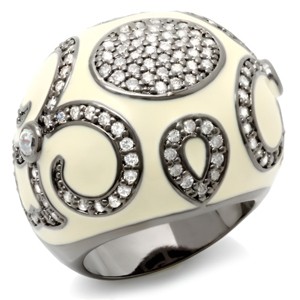 Slickblue Ruthenium Brass Ring with Clear CZ - Bold and Elegant Design, Synthetic Stone, Women's Jewelry, Size 5-9 - 1 of 1