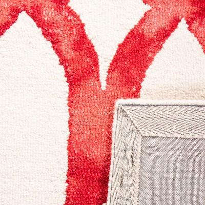 Ivory and Red Hand-Tufted Wool 8' x 10' Rectangular Rug