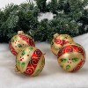 Christmas By Krebs - 67mm/2.625" Decorated Glass Balls Ornaments [4 Pieces] - Chiffon Gold with Swirled Holly and Scrolls - 3 of 4