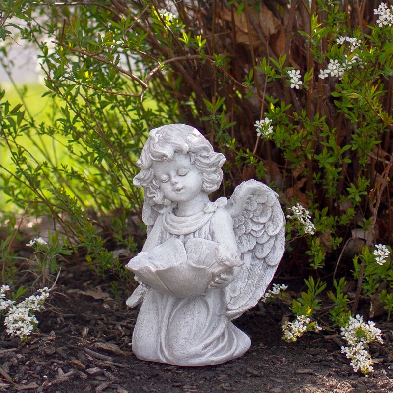 Northlight 9" Kneeling Angel with Flower Bird Feeder Outdoor Garden Statue, 2 of 6