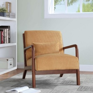 RISOKEYS Mid-Century Modern Accent Chair with Pillow: Stylish Corduroy Upholstery & Easy Assembly - for Living Room, Bedroom, Balcony Decor - 1 of 4