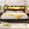 Aheaplus Headboard with Storage shelves and Charging Station, Wood Headboard with LED Light - 2 of 4
