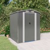 vidaXL Galvanized Steel Garden Shed - Spacious Outdoor Storage Solution, with Air Circulation Vent, Sturdy, Durable, and Rust-Resistant in Light Gray. - 2 of 4