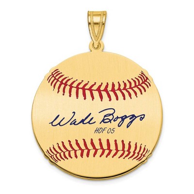 Black Bow Jewelry 14K Gold Plated Wade Boggs Signature MD Enamel Baseball Pendant