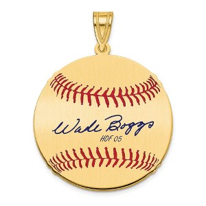 Black Bow Jewelry 14K Gold Plated Wade Boggs Signature MD Enamel Baseball Pendant - 1 of 4