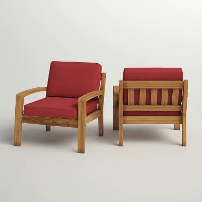 PAGED Outdoor Dining Chairs Modern Outdoor Patio Chairs with Wood Frame, Cushions for Garden, Balcony