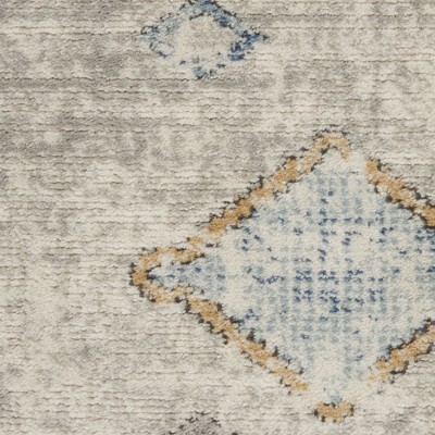Reversible Grey/Ivory/Blue Diamond Synthetic Area Rug 3' x 5'