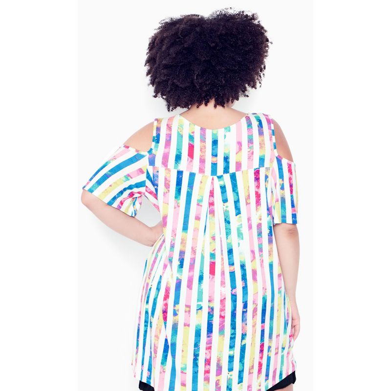Women's Plus Size Amara Cold Shoulder Tunic - splash stripe | AVENUE, 2 of 4