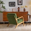 Karl Home Green Mid Century Solid Wood Accent Chair Chenille Armchair - 3 of 4