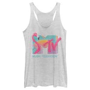 Women's MTV Retro Flamingo Logo Racerback Tank Top - 1 of 4