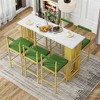 7 Pieces Counter Height Table Set, Kitchen Table Bar Stools, Breakfast Table Set, With 6 Stools, Side Open Shelves, For Living Room - 3 of 4