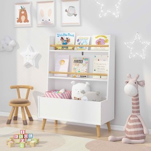 MAYEERTY Kids Bookshelf, Book and Magazine Rack, Book Organizer, Toy Storage Cabinet Organizer for Bedroom Living Room White - 1 of 4