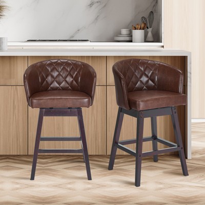 360 Degree Swivel Bar Stools, Counter Height Barstools, Modern Upholstered Bar Stools 2 pack