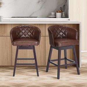 360 Degree Swivel Bar Stools, Counter Height Barstools, Modern Upholstered Bar Stools 2 pack - 1 of 4