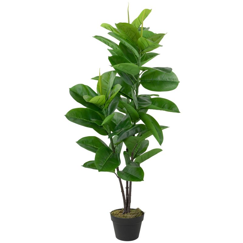 Northlight 51" Artificial Green and Brown Potted Rubber Plant, 1 of 5