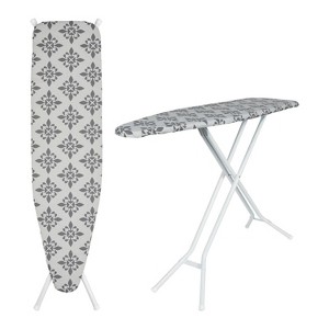 Seymour Home Products 4 Leg Perf Top Ironing Board Gray Floral: Full Size, Adjustable, Portable, Foldaway, 53" x 13" - 1 of 4