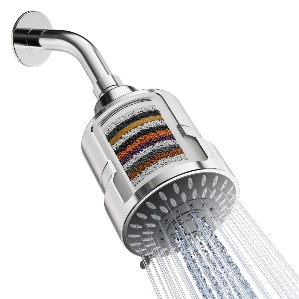 Photos - Shower System Mist Water Softening 15 Stage Filtered Shower Head with 5-Settings Chrome Silver