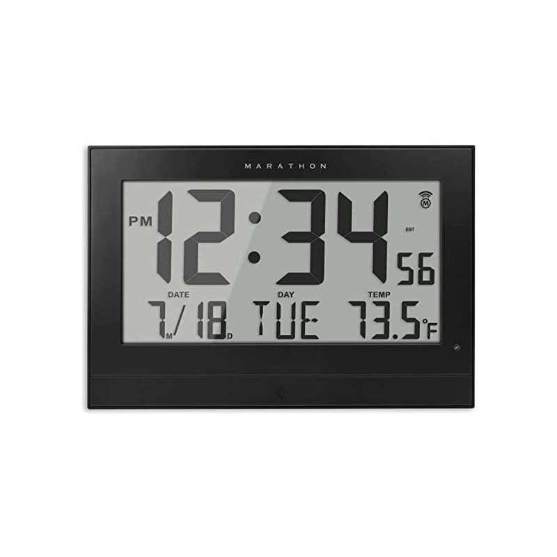 Marathon Atomic 10 Inch Wall Clock With Automatic Backlight, 8 Time Zones And Indoor Temperature, 1 of 7