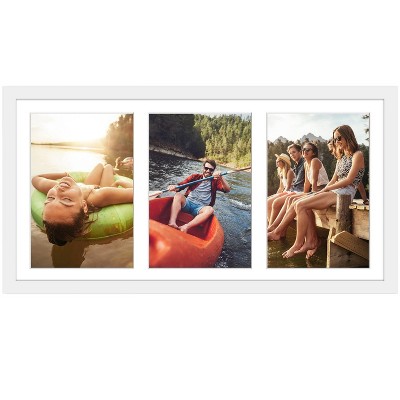 Americanflat 8x16 Collage Picture Frame with tempered shatter-resistant glass - Three Displays of 5x7 - Available in Packs and Colors