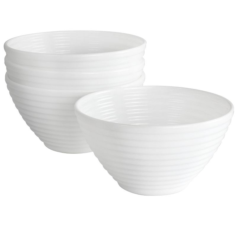 Gibson Ultra Patio 4 Piece Tempered Opal Glass Dessert Bowl Set in White, 1 of 7