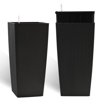JUJABU 30" Tall Large Flower Pot - Indoor/Outdoor Use with Self-Watering, Drainage Holes, Water Level Monitor & Inner Bucket