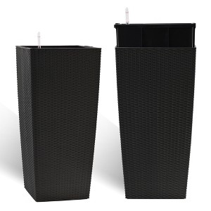 JUJABU 30" Tall Large Flower Pot - Indoor/Outdoor Use with Self-Watering, Drainage Holes, Water Level Monitor & Inner Bucket - 1 of 4