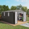 10x12FT Outdoor Storage Shed Large Metal Garden Shed with Double Door Two Window Waterproof Tool Shed for Backyard Patio Lawn Poolside ,Grey - 2 of 4