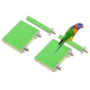 Unique Bargains Bird Perch Stand Wooden Parrot Perch Stand Toy Paw Grinding Stick Bird Cage Accessories 4 Pcs - 1 of 4