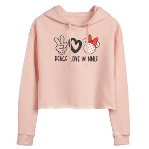 Women's - Disney - Peace Love Minnie Cropped Graphic Hoodie - 1 of 2