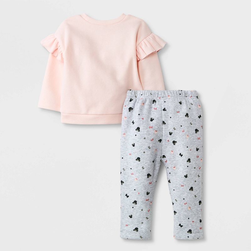 Baby Girls&#39; 2pc Minnie Mouse Top and Bottom Set - Light Pink, 2 of 5