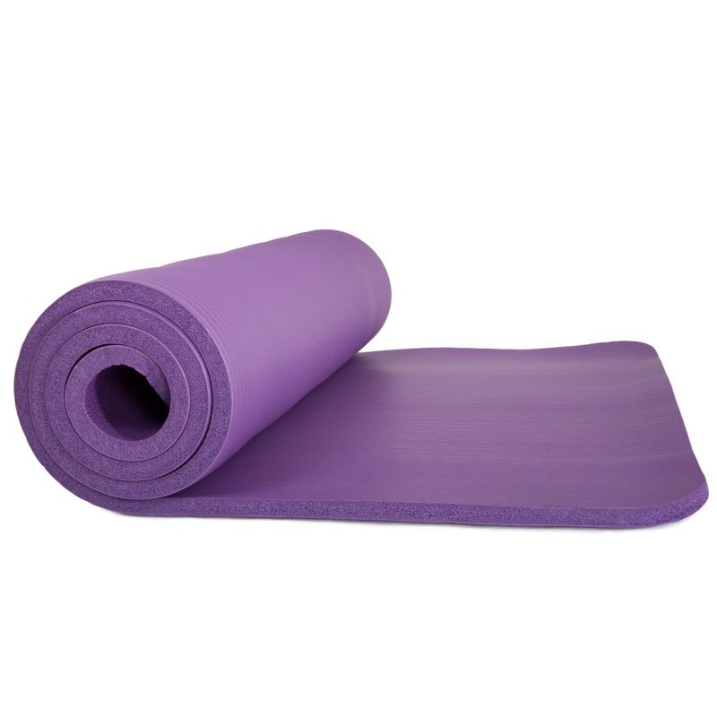 Extra Thick Yoga Mat - 0.5-Inch-Thick Non-Slip Foam Workout Mat for Fitness, Pilates, and Floor Exercises with Carrying Strap by Wakeman (Purple), 5 of 8