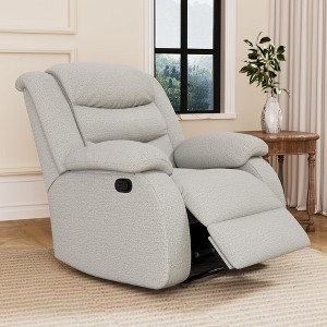 Vipbear Manual Recliner Chair,Overstuffed Recliner Single Sofa Chair with Comfortable Arm and Backrest,Comfty Home Theater Seating for Living Room - 1 of 4