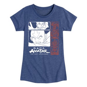 Girls' - Avatar: The Last Airbender - Katara and Aang Grid Fitted Short Sleeve Graphic T-Shirt - 1 of 4