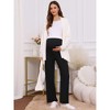 INSPIRE CHIC Women's Maternity Pants Ribbed Knit Palazzo Over the Belly Work Lounge Wide Leg Pregnancy Trousers - 4 of 4