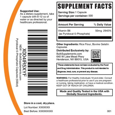 BulkSuppelements Pyridoxal-5-Phosphate (P5P) Capsules