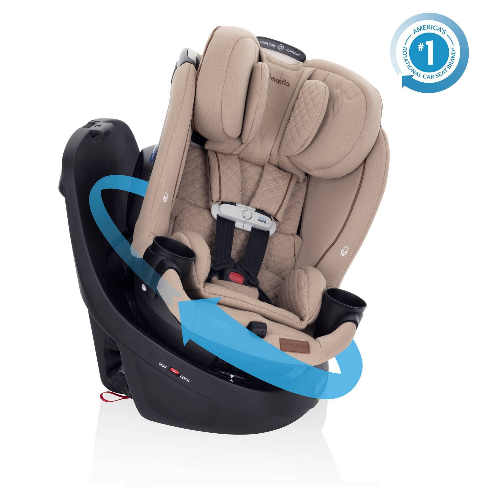 Evenflo Gold Revolve 360 Slim 2-in-1 Rotating Convertible Car Seat - Travertine: 33.6 lbs, Minimum Weight 4 lbs
