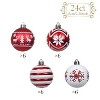 Aoibox 24 Pack Red and White Shatterproof Christmas Ball Ornaments 2.36 Inch Assorted Pattern Tree Decorations for Holiday Party Decor - 3 of 4