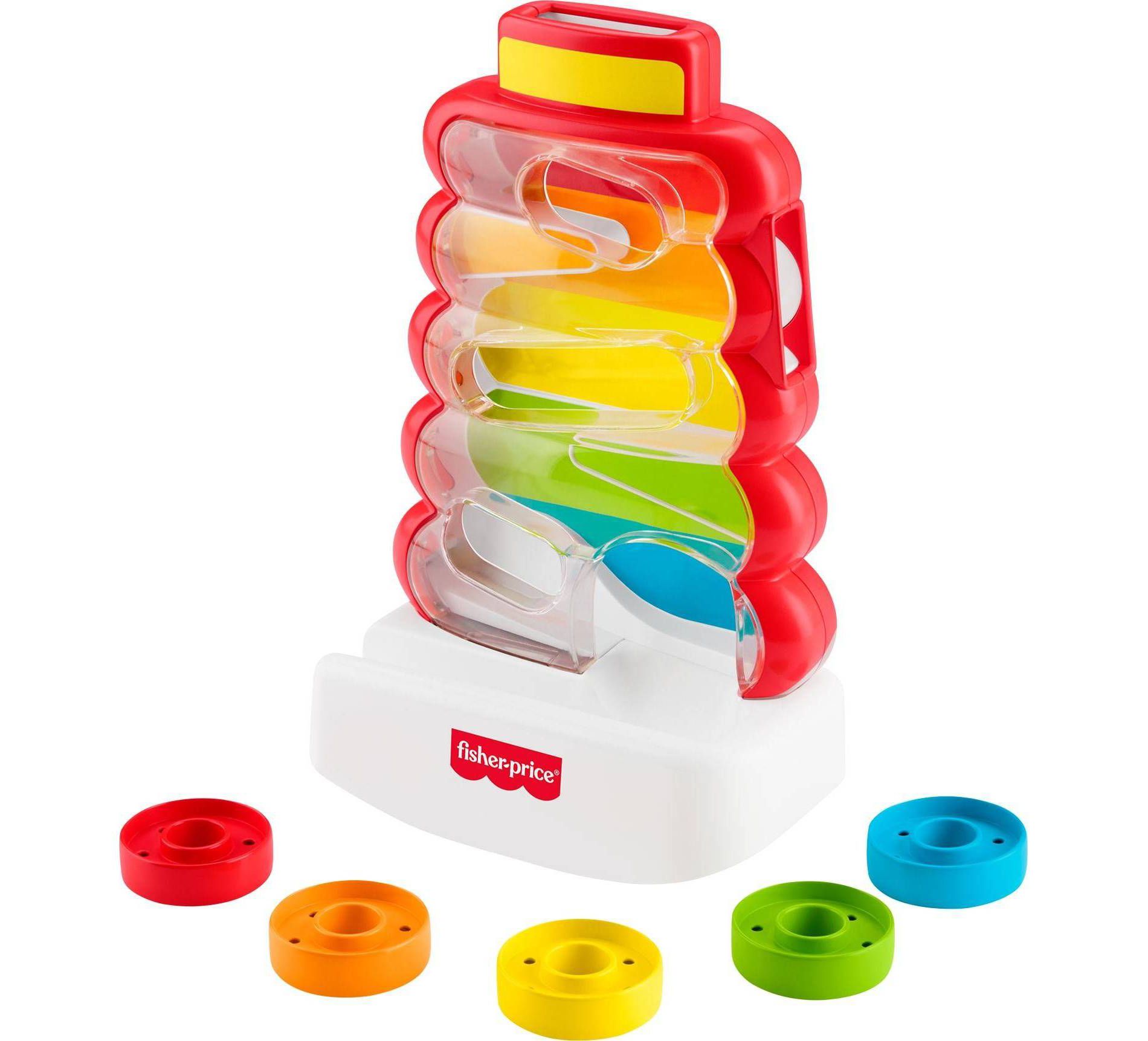 Fisher-Price Drop Through Rock-a-Stack Baby & Toddler Developmental Activity Toy, 5 Coins