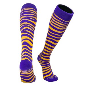 Mk Socks Tiger, Zebra, Cat Stripes Long Baseball, Football, Soccer Socks - Purple Gold - 1 of 3