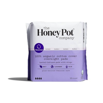 The Honey Pot Organic Cotton Herbal Overnight Pads - 12ct