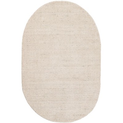 Ivory Oval Handwoven Wool Indoor Rug, 3'1" x 5'1"