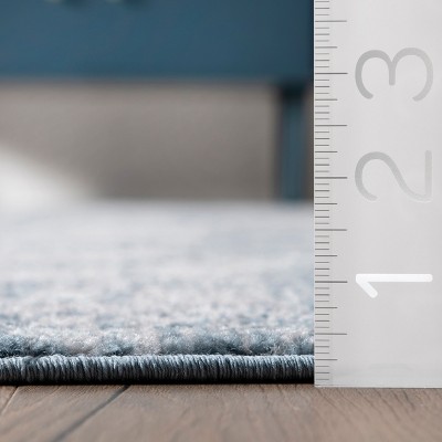 Blue 4' x 6' Synthetic Medallion Reversible Area Rug