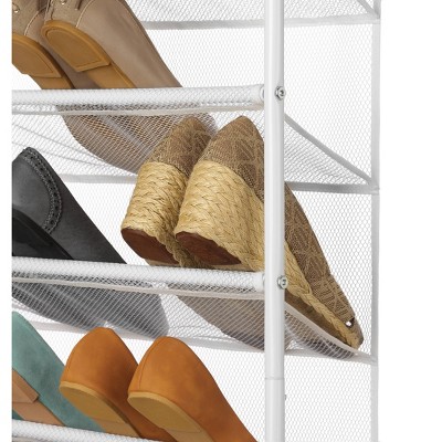 White Metal and Mesh Over-the-Door 36-Pair Shoe Rack