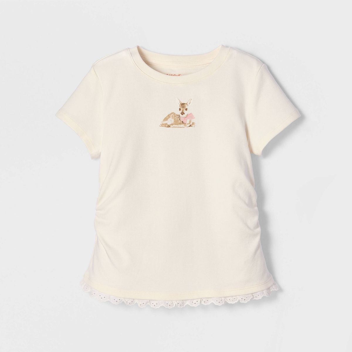 Girls' Short Sleeve Ruched Lace Trim T-Shirt - Cat & Jack™ - thumbnail 5